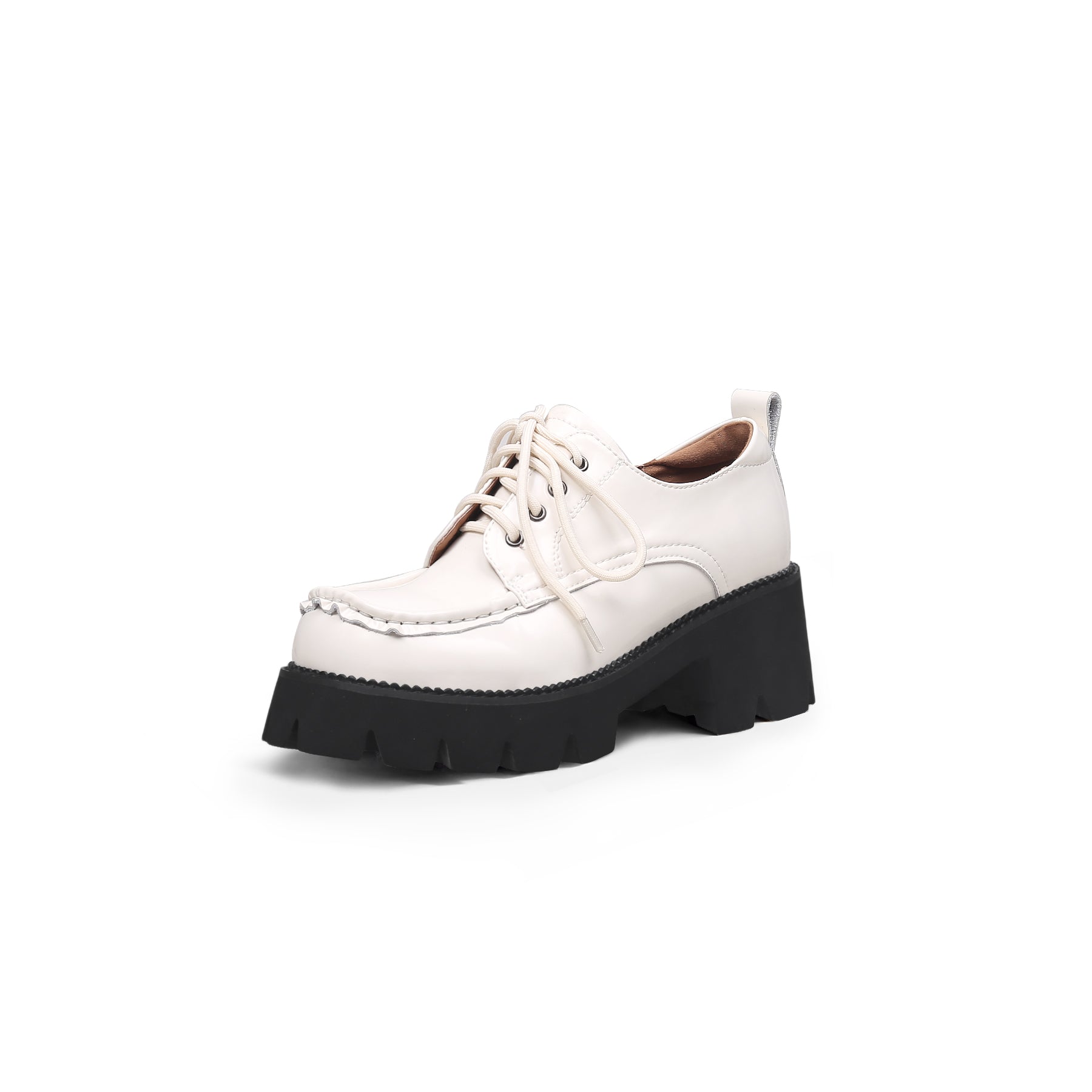 JADYROSE | LUG PLATFORM LEATHER SNEAKER IVORY