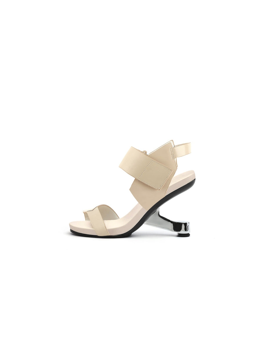 JADYROSE | TASH IVORY LEATHER ELEVATOR HEEL SANDAL