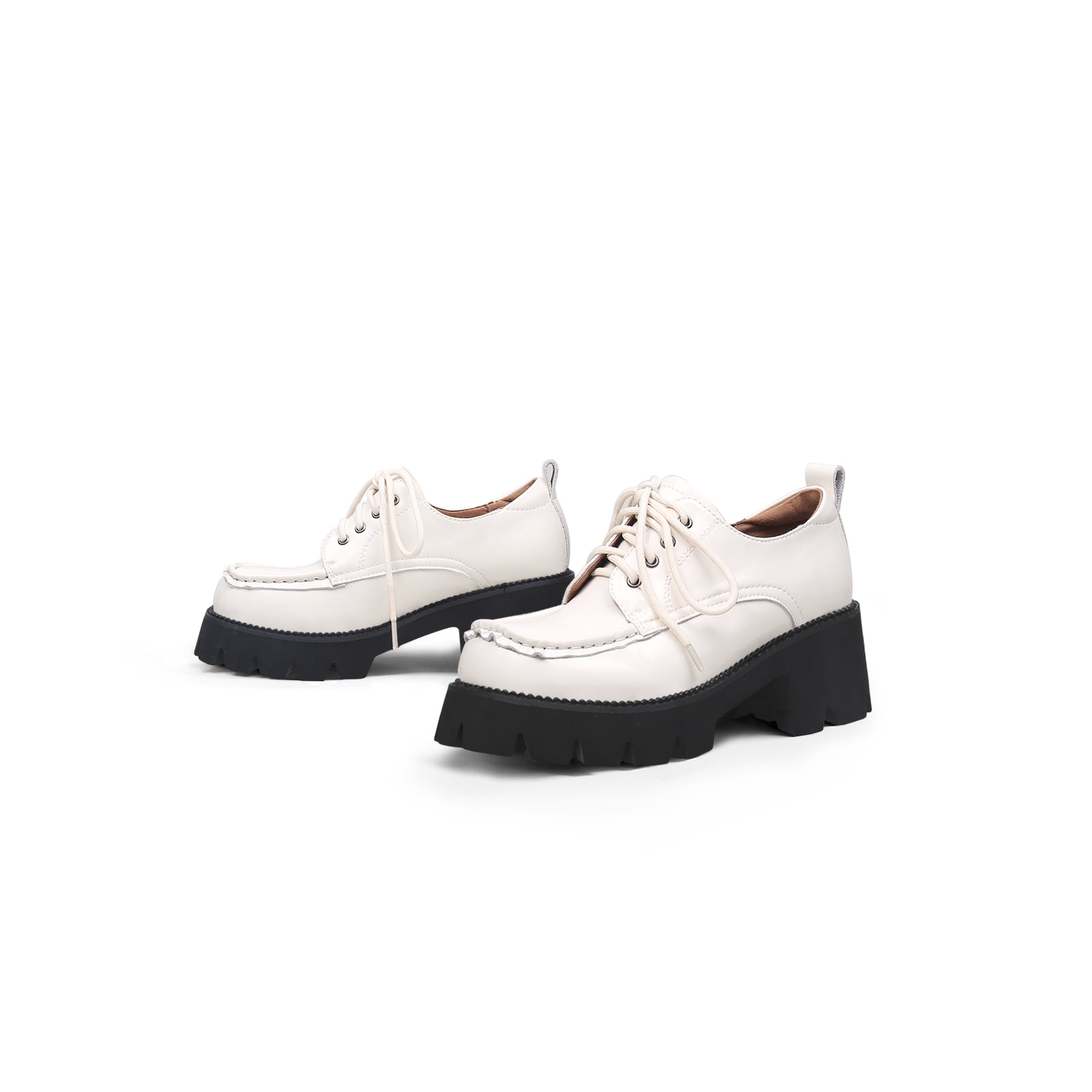 JADYROSE | LUG PLATFORM LEATHER SNEAKER IVORY