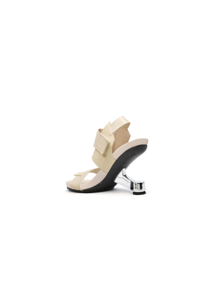 JADYROSE | TASH IVORY LEATHER ELEVATOR HEEL SANDAL