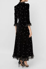 Velvet Mid Sleeve Maxi Dress