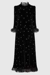 Velvet Mid Sleeve Maxi Dress