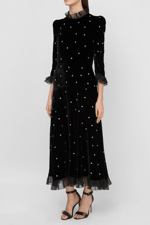 Velvet Mid Sleeve Maxi Dress