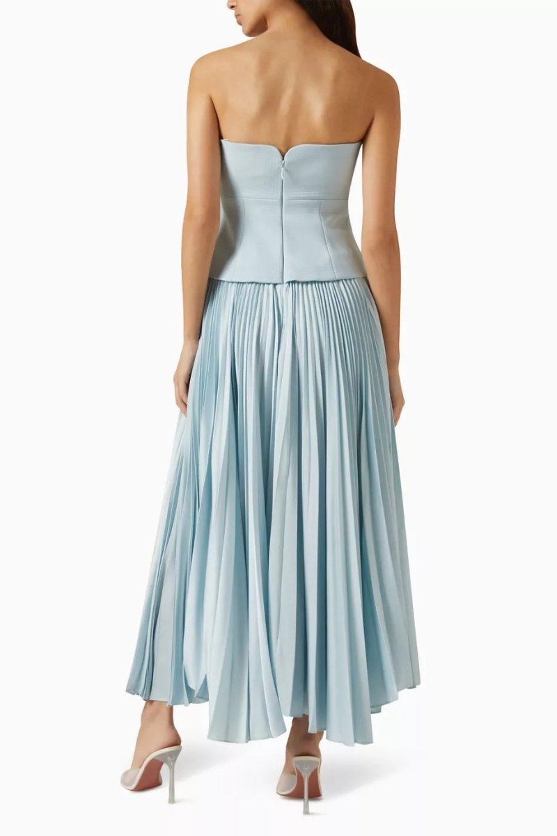 Sweetheart Neck Off-Shoulder Pleated Midi Dress