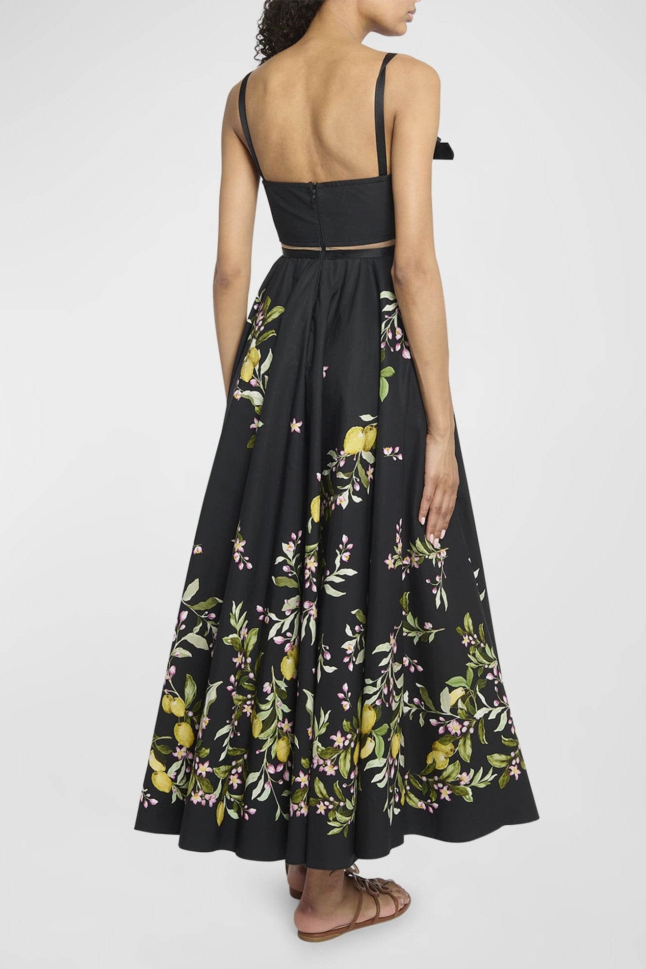 Floral Sweetheart Neckline Bow Slip Midi Dress