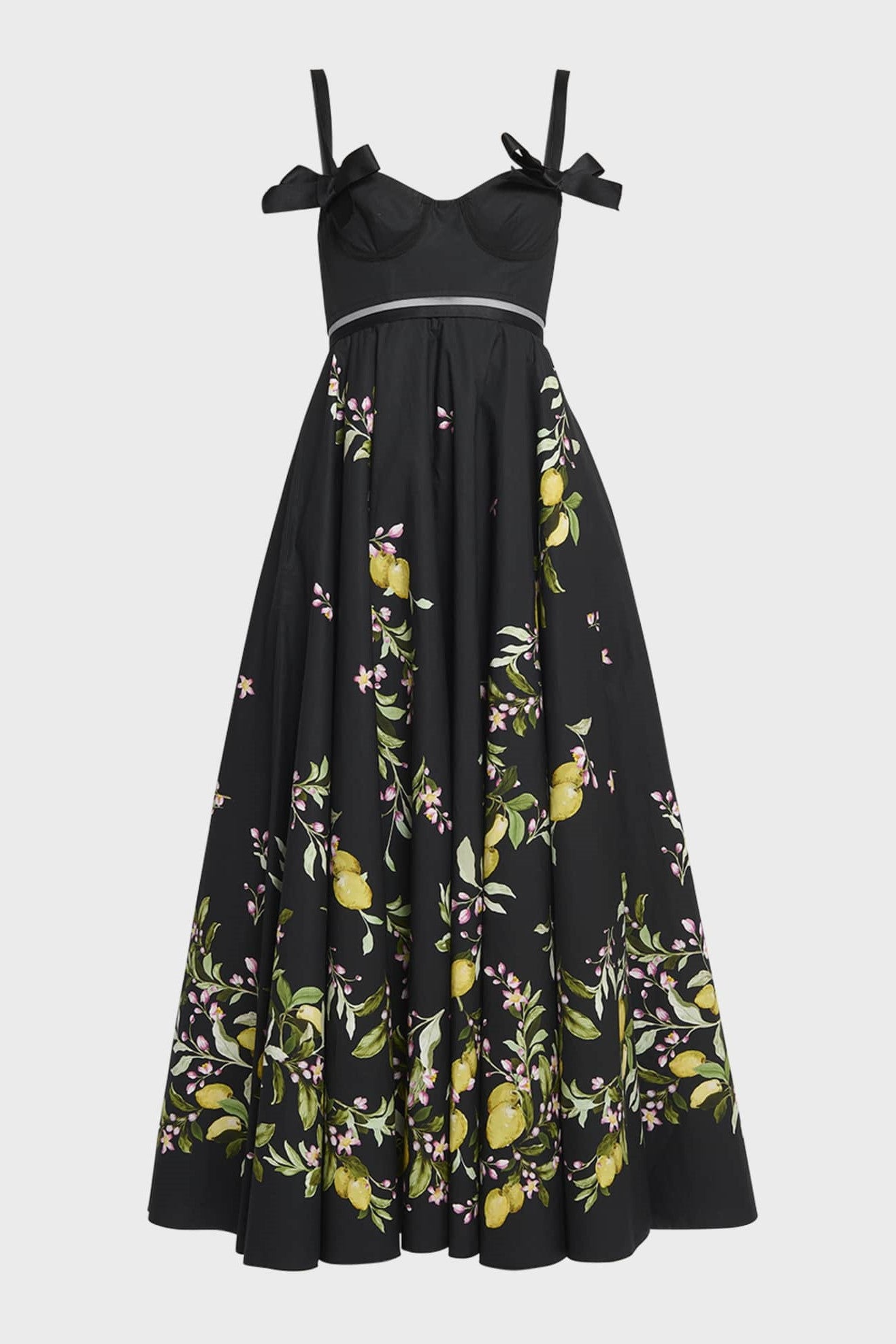 Floral Sweetheart Neckline Bow Slip Midi Dress