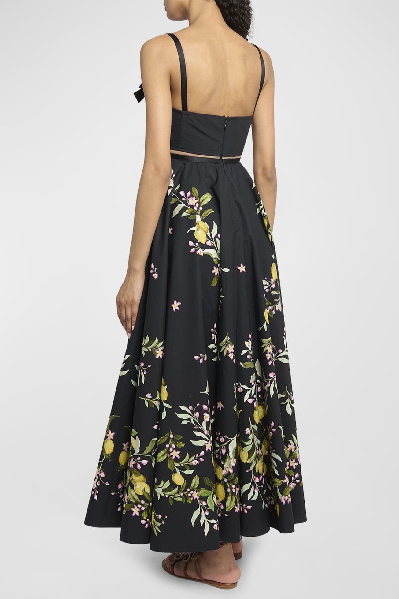 Floral Sweetheart Neckline Bow Slip Midi Dress