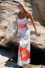 Floral Frill Sleeveless Maxi Dress