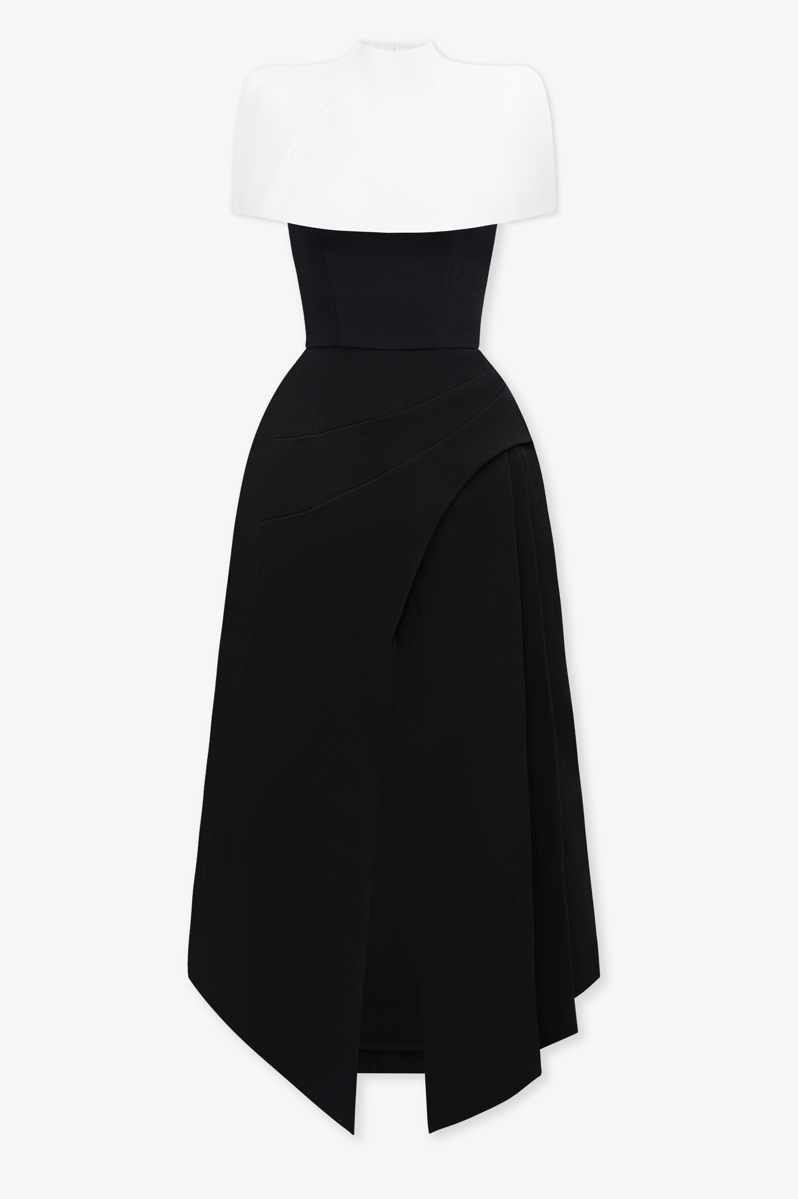 Contrast Color Cape Slip Midi Dress