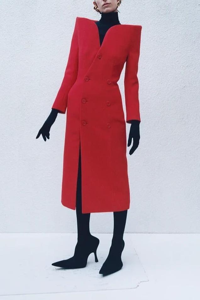 Stand Collar Solid Long Sleeve Midi Coat