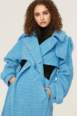 Granular Fleece Fabric Cut-Out Midi Coat