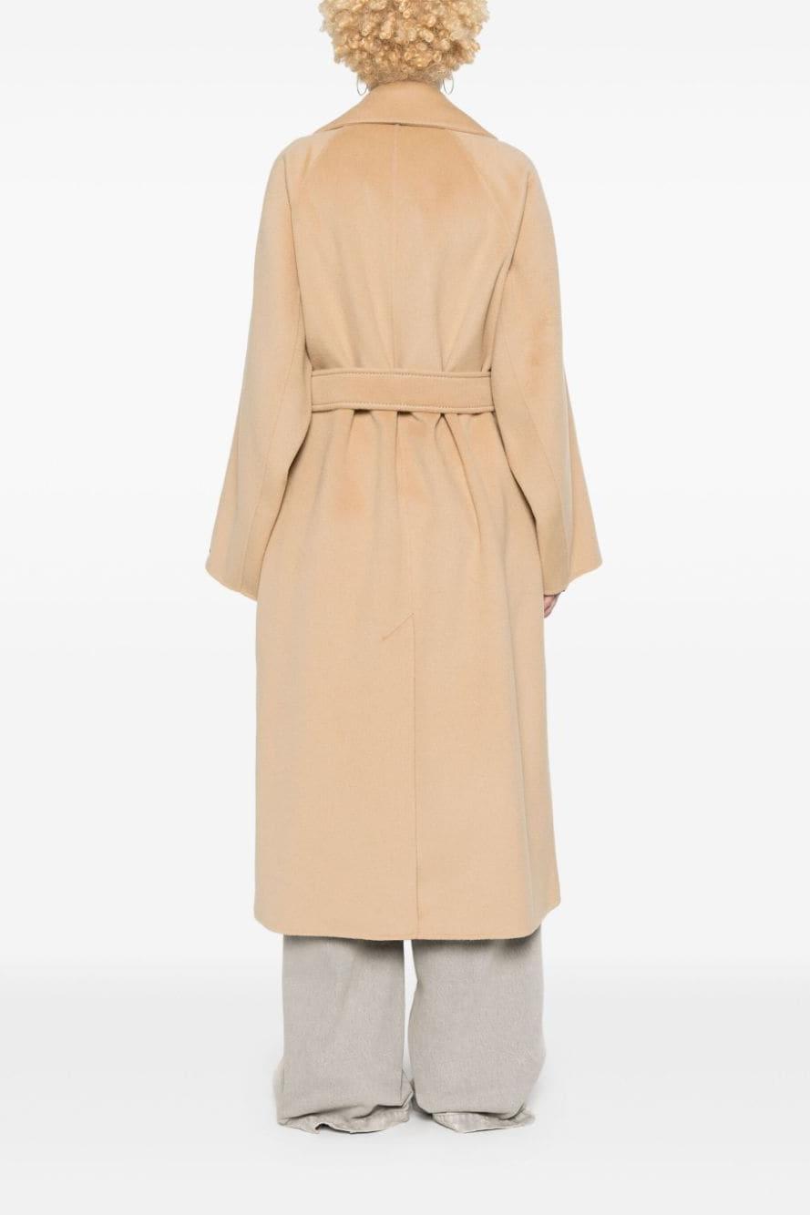 Camel Raglan Sleeve Woolen Coat With Belt