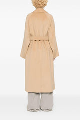 Camel Raglan Sleeve Woolen Coat With Belt