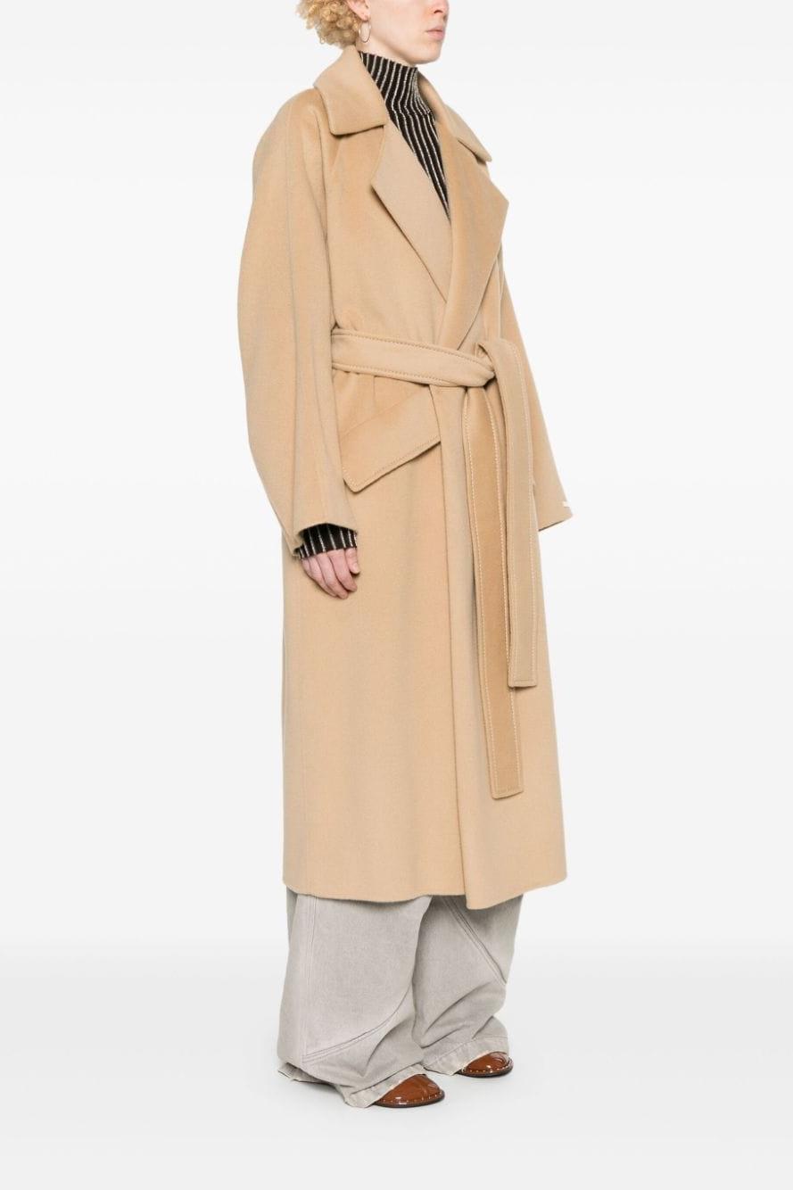 Camel Raglan Sleeve Woolen Coat With Belt