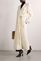 Metal Button Woolen Solid Long Sleeve Coat