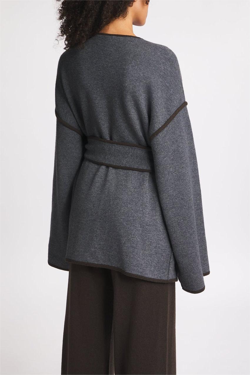 Woolen Drop-shoulder Coat White Belt