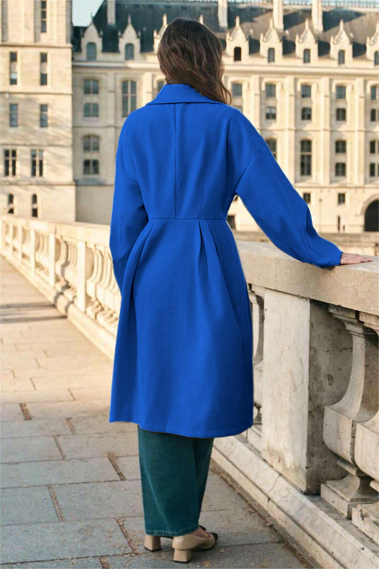 Solid Woolen Lantern Sleeve Coat