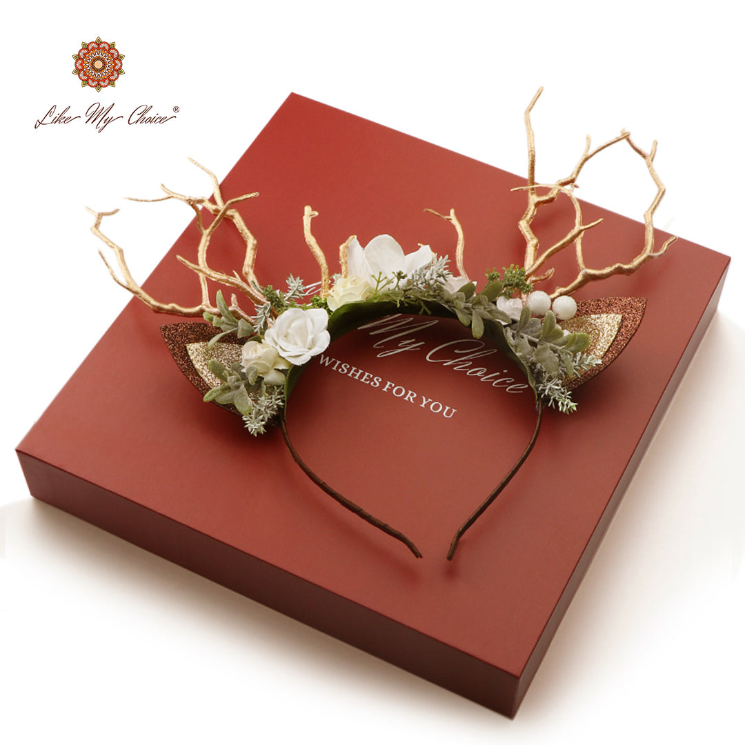 White & Sage Christmas Reindeer Headband | LikeMyChoice®