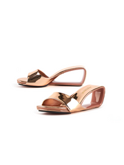 Jady Rose | In Your Court Leather Slides - Rose Gold