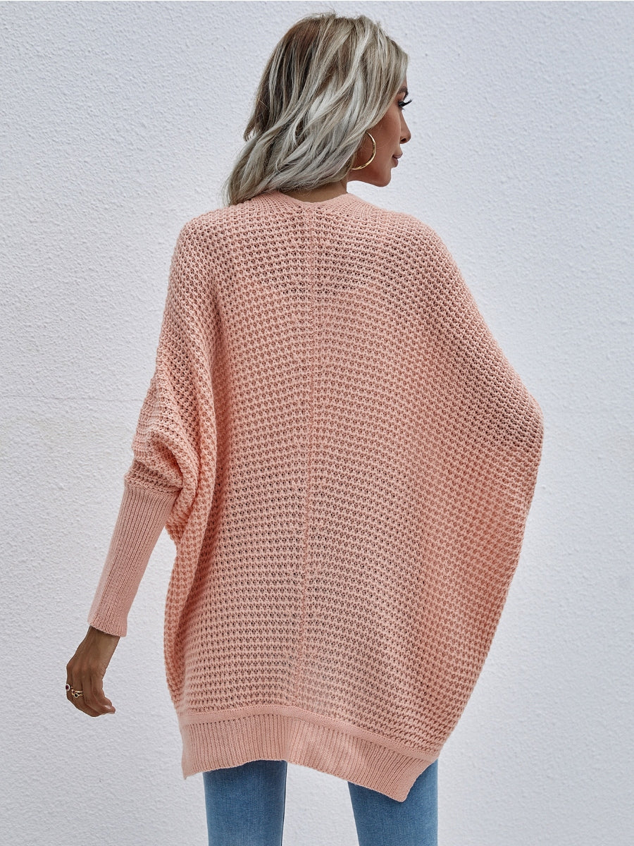 Smaibulun | Batwing-Sleeve Open Knit Cardigan - Peach