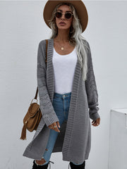 Smaibulun | Braid Open Knit Long Cardigan - Grey