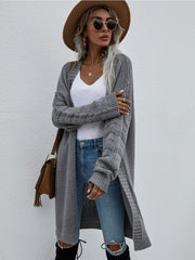 Smaibulun | Braid Open Knit Long Cardigan - Grey