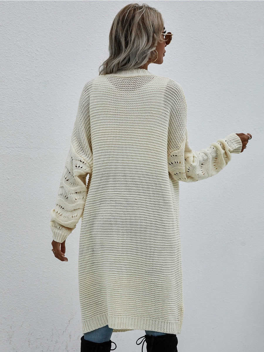 Smaibulun | Braid Open Knit Long Cardigan - Cream