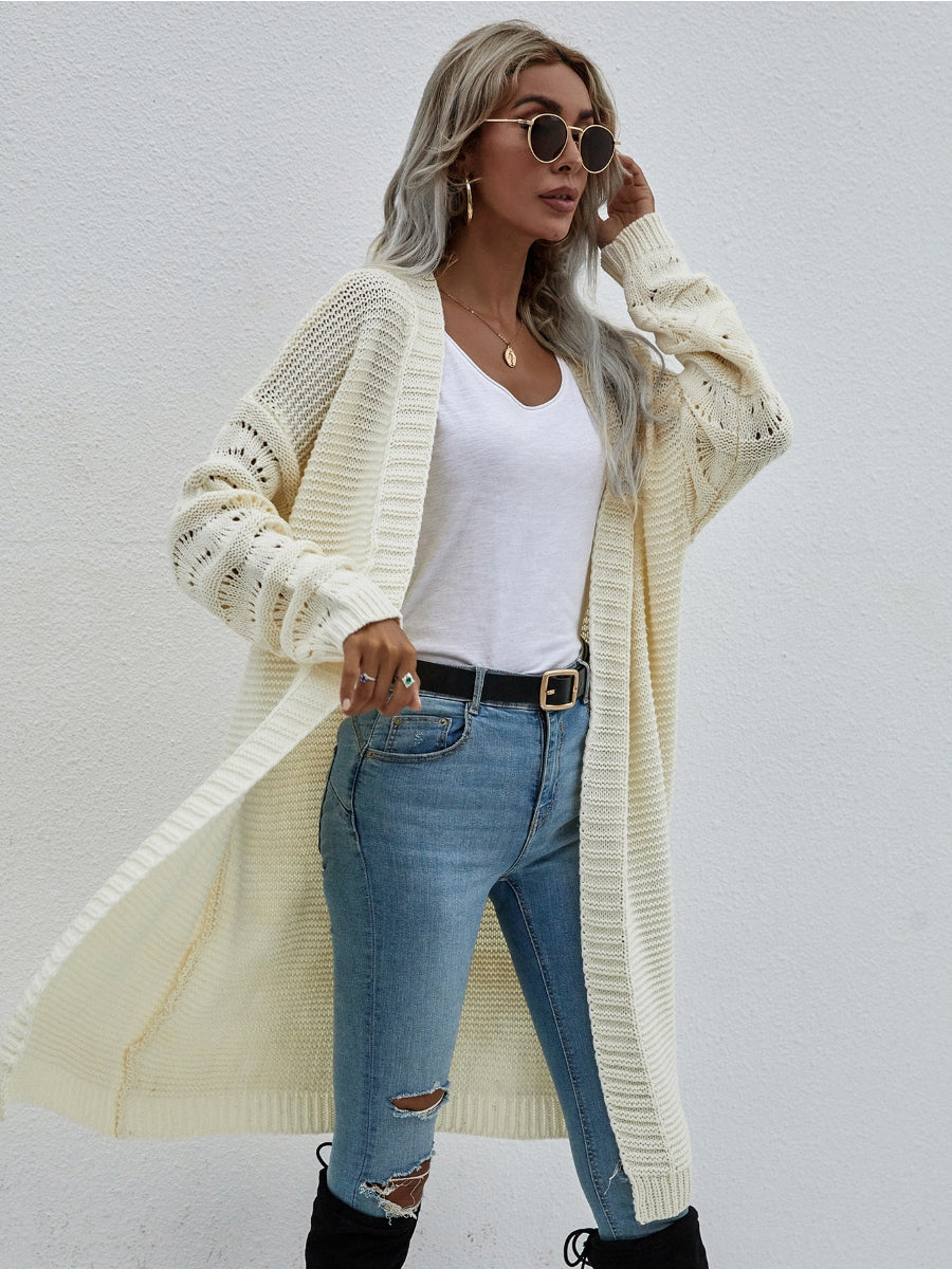 Smaibulun | Braid Open Knit Long Cardigan - Cream