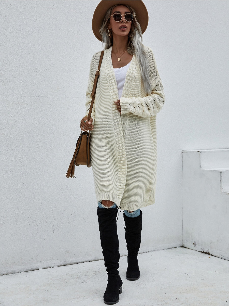 Smaibulun | Braid Open Knit Long Cardigan - Cream