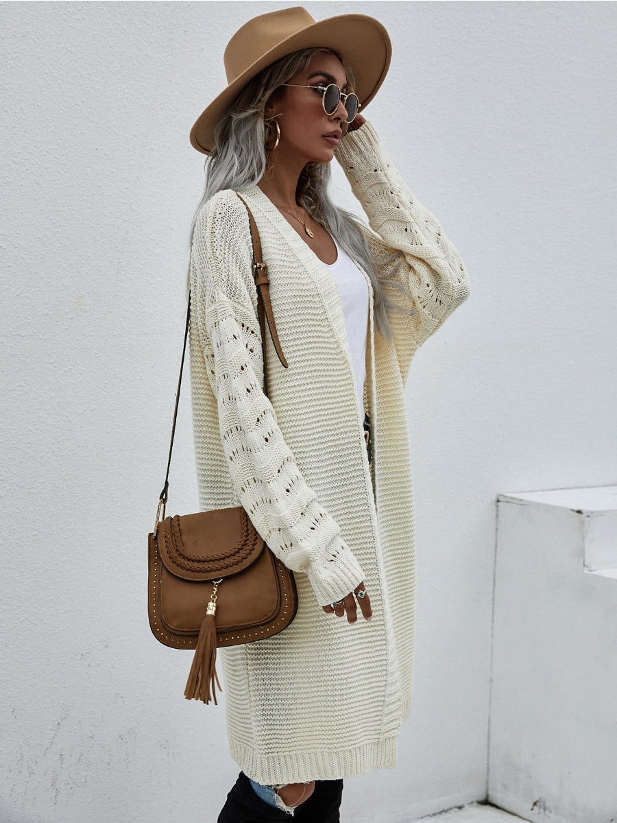 Smaibulun | Braid Open Knit Long Cardigan - Cream