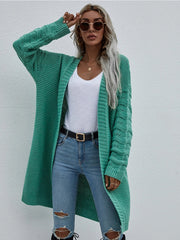 Smaibulun | Braid Open Knit Long Cardigan - Green