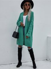 Smaibulun | Braid Open Knit Long Cardigan - Green