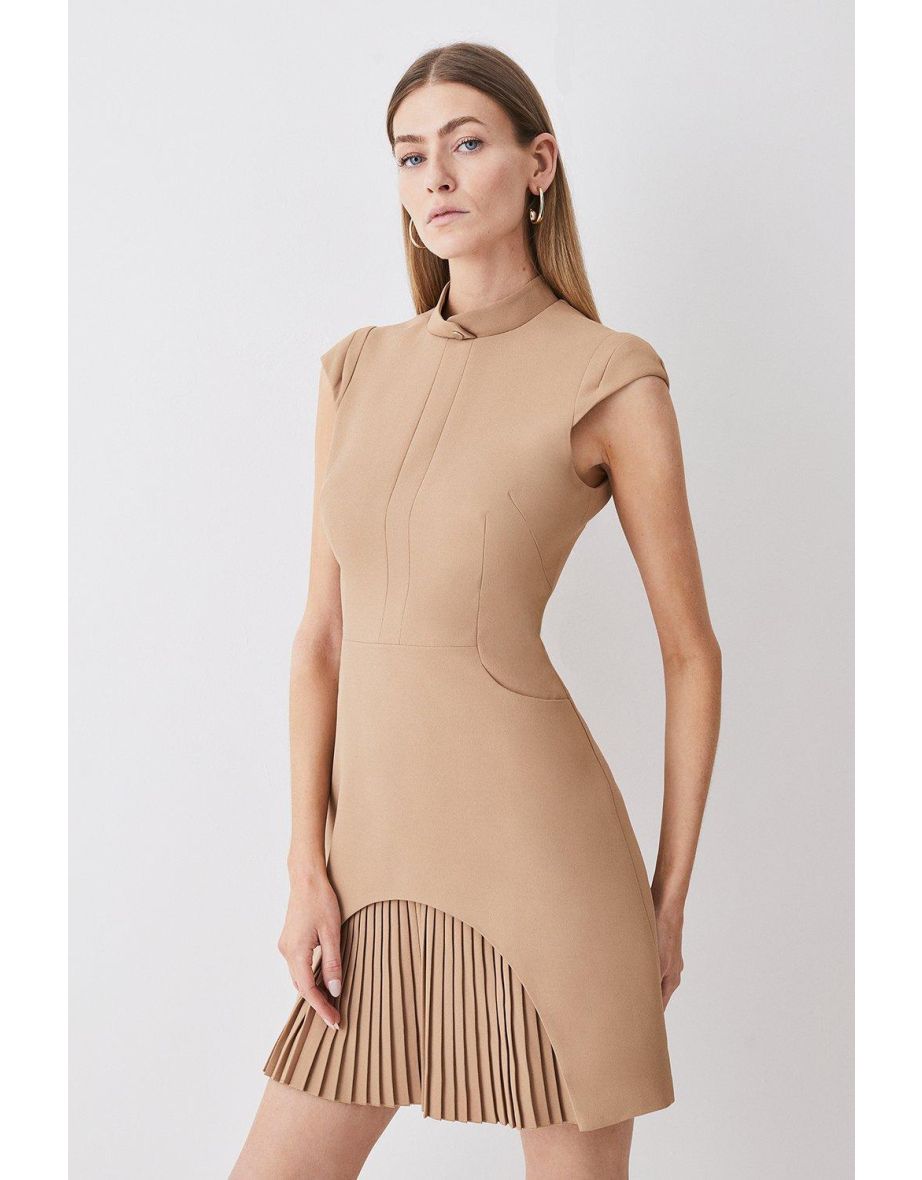 Petite Brown Column Mini Dress