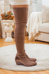 JADY ROSE | OVER KNEE MIRROR HEEL SHAFT BOOT - KHAKI