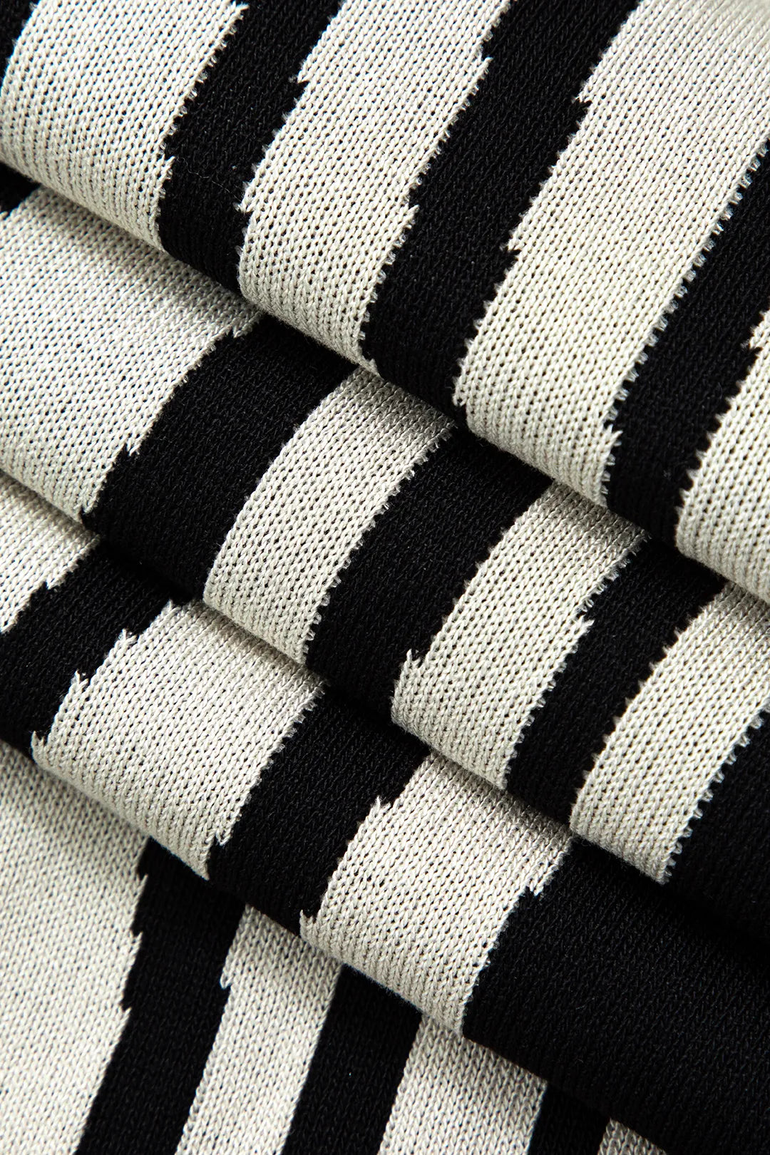 Kimala Black and White Contrast Stripe Long Sleeve Knit Maxi Dress