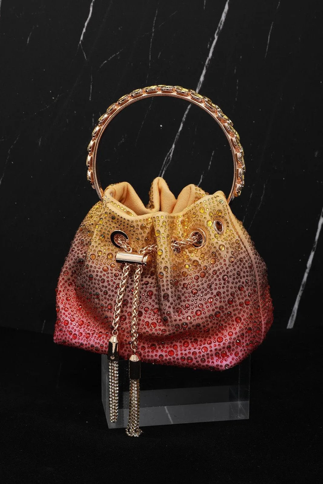 Kylli Ombre Crystal Embellished Bucket Bag