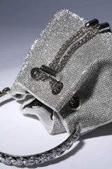 Kylli Silver Crystal Embellished Bucket Bag