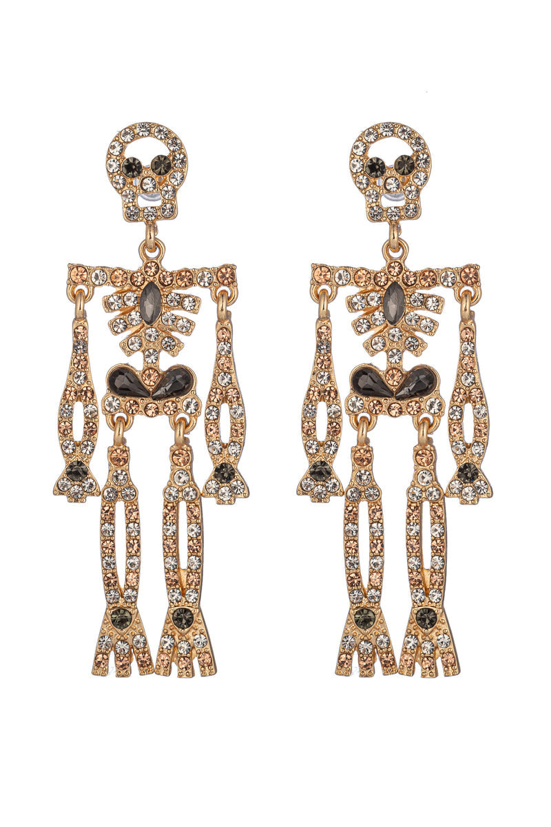 Rhinestone Skeleton Dangle Earrings