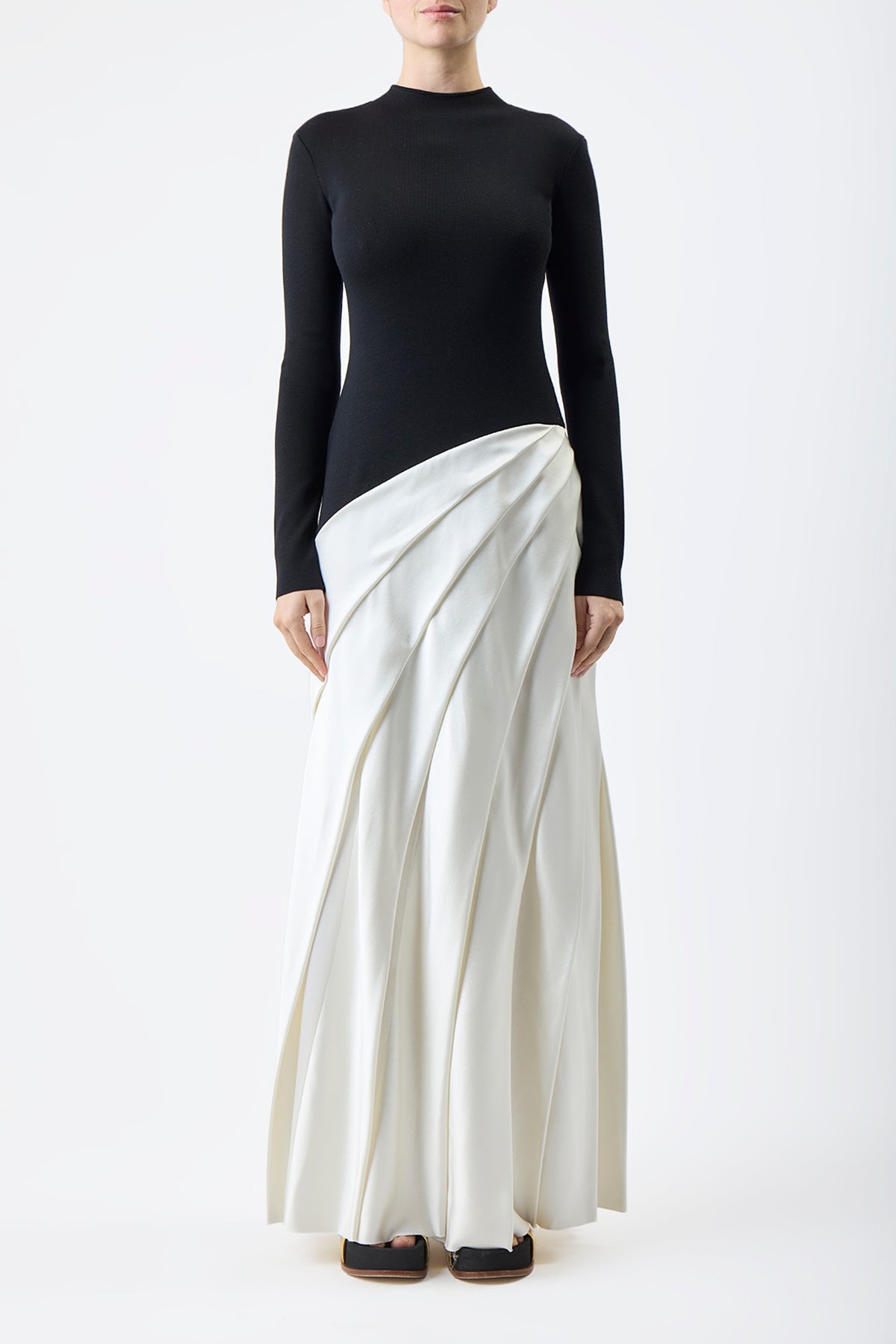 Marjorie Asymmetric Pleated Maxi Dress