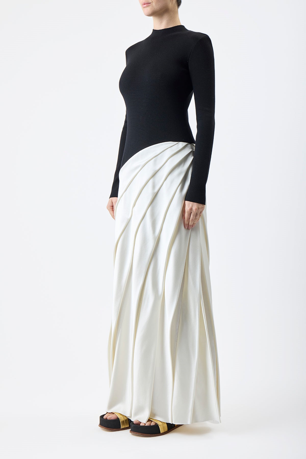 Marjorie Asymmetric Pleated Maxi Dress