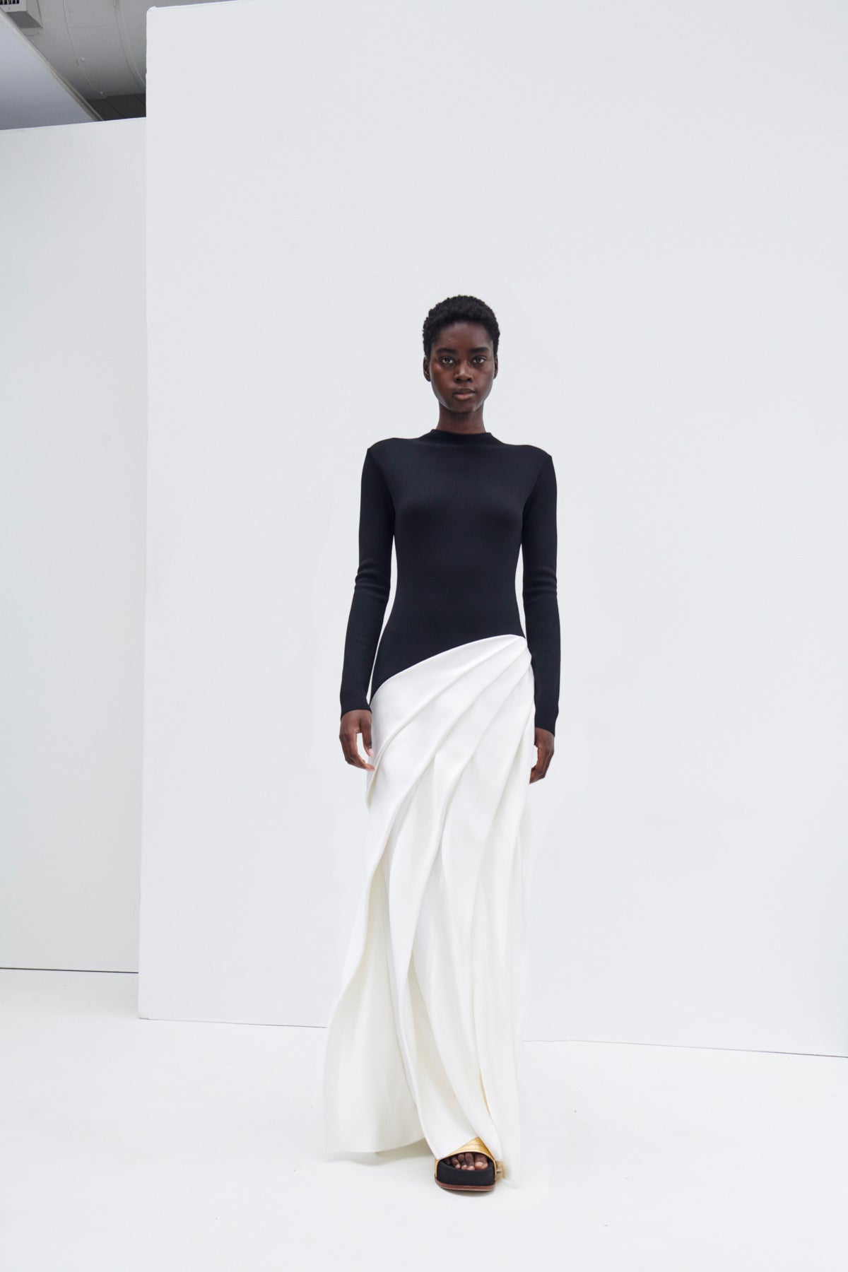 Marjorie Asymmetric Pleated Maxi Dress