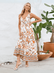 Willow Sleeveless Floral Maxi Dress - Orange