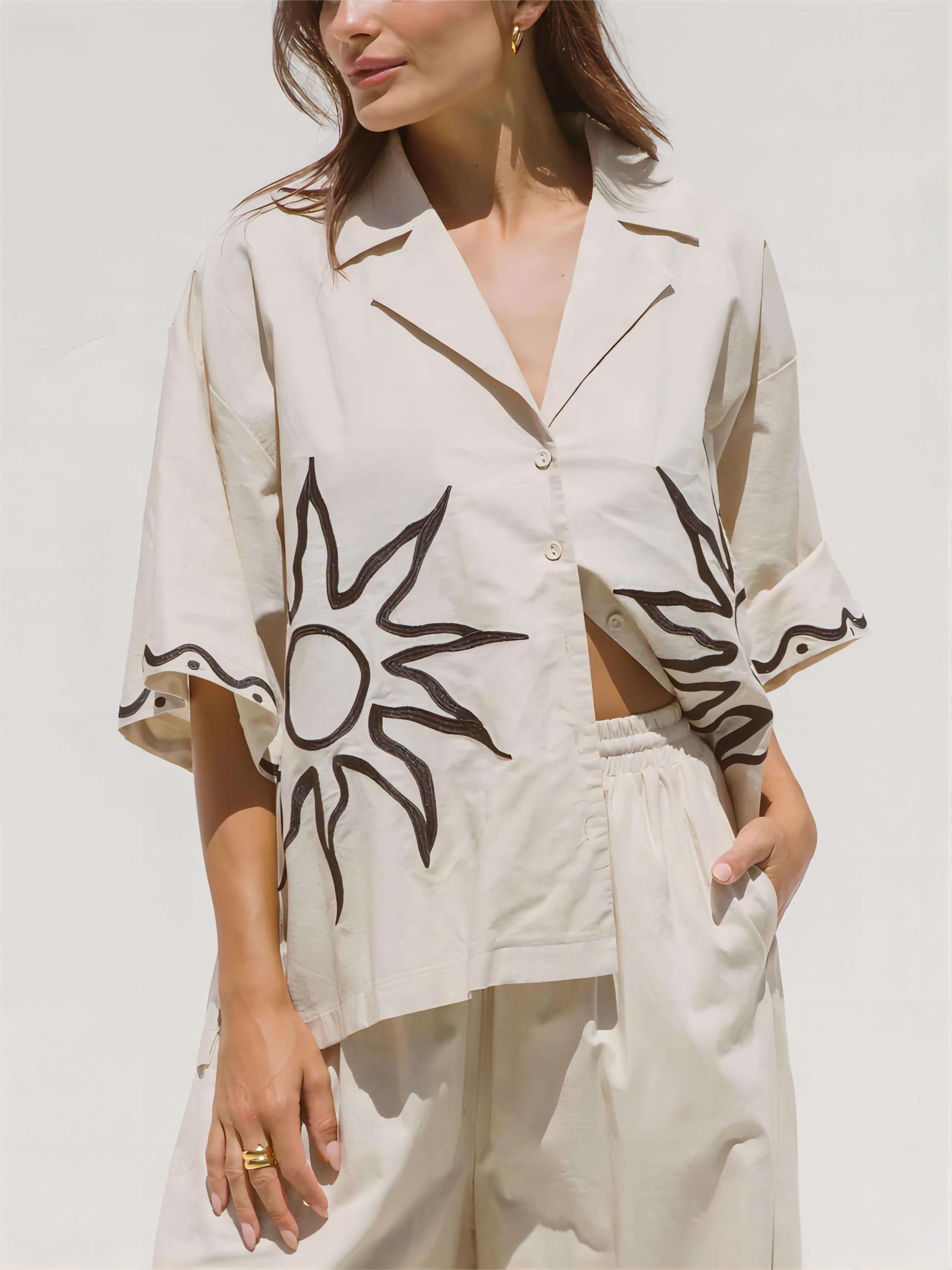 Sunshine Loose Print Oversized Shirt