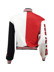 Baseball Collar Letter Print Varsity Jacket Appliques Casual Patchwork Button Up Color-block Autumn Winter Women Girl Outwear