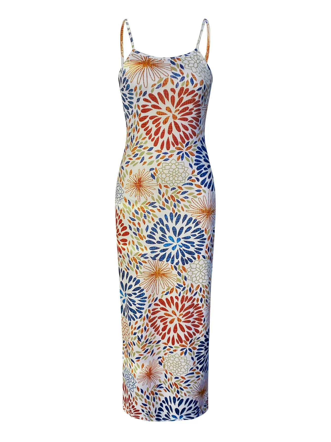 Casual Pattern Mixed Flower Print Maxi Dress Spring Summer Women Sleeveless Ankle Length Vacation Dresses