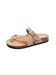 Maibulun | Latte Buckle-Accent Suede Upper Sandal