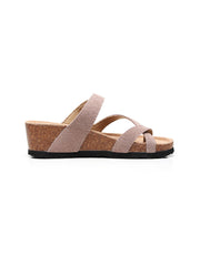 Maibulun | Latte Criss Cross Toe Suede Upper Wedge Sandal