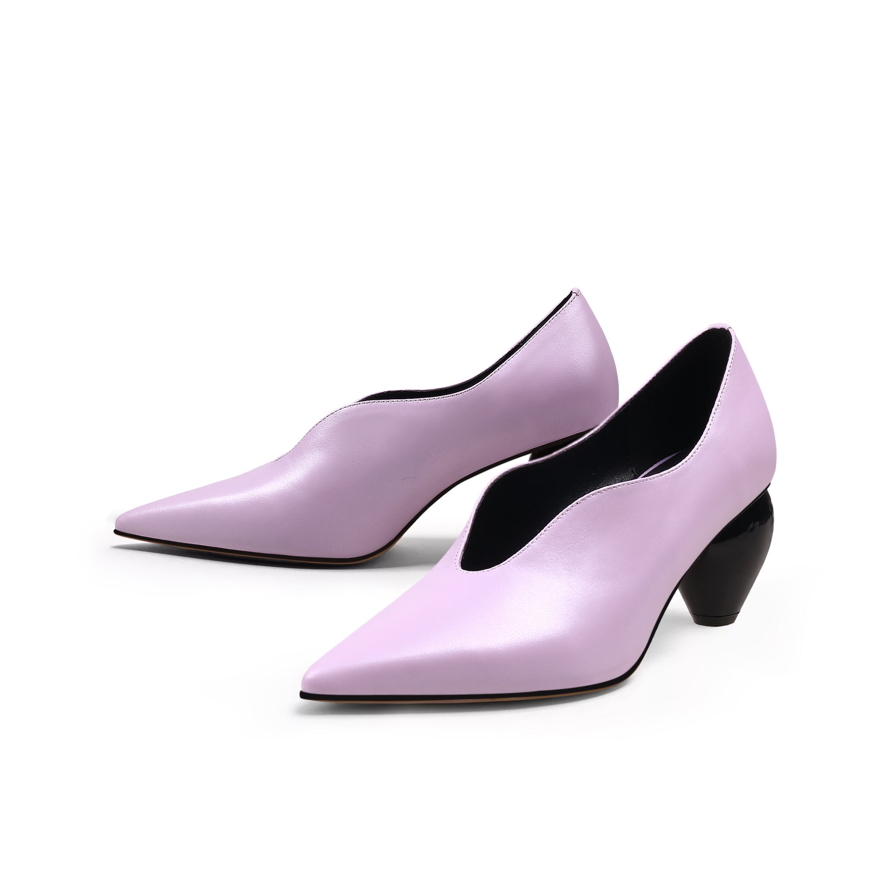 JadyRose | Scalloped Edges-Curve Shaped Leather Pump - Lavender