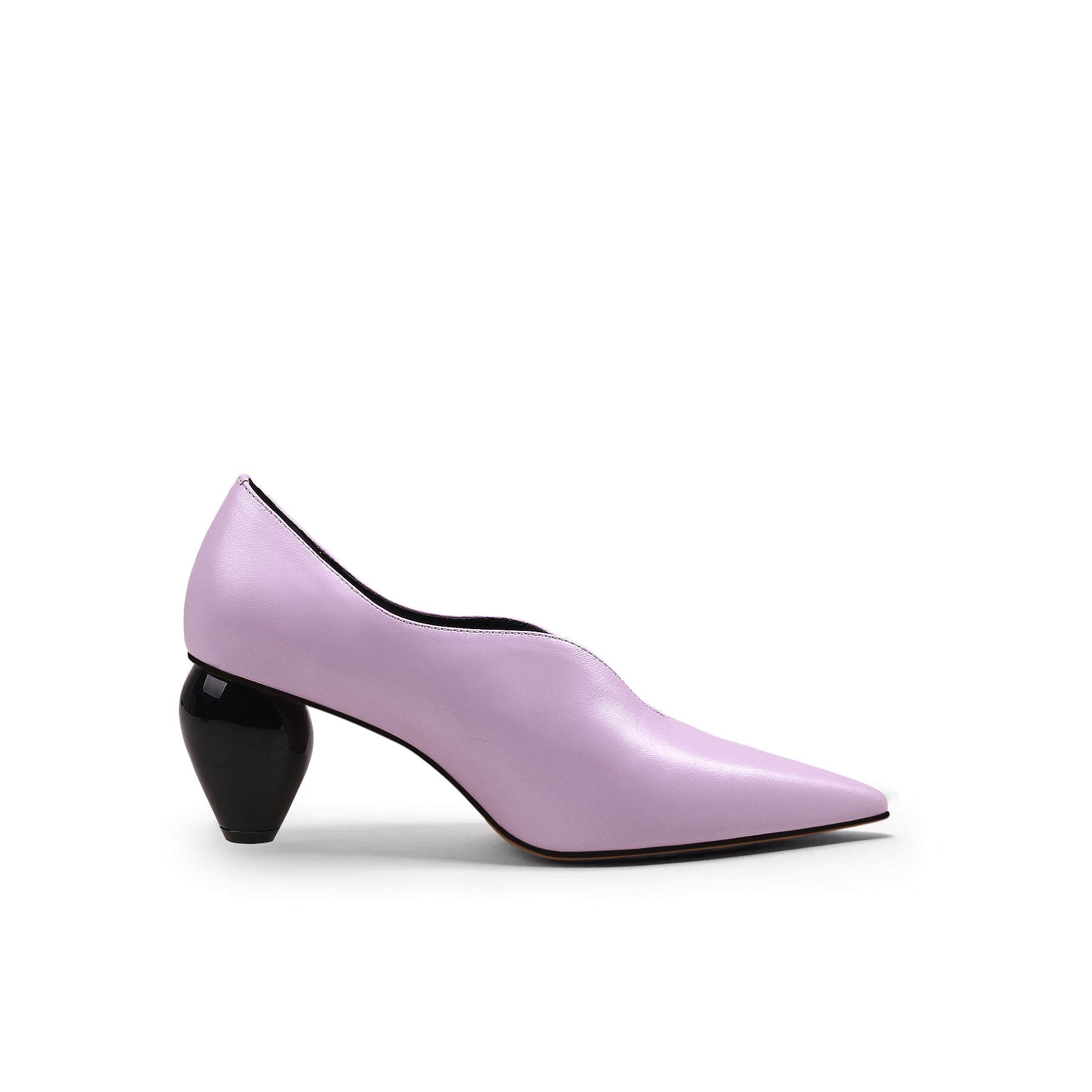 JadyRose | Scalloped Edges-Curve Shaped Leather Pump - Lavender