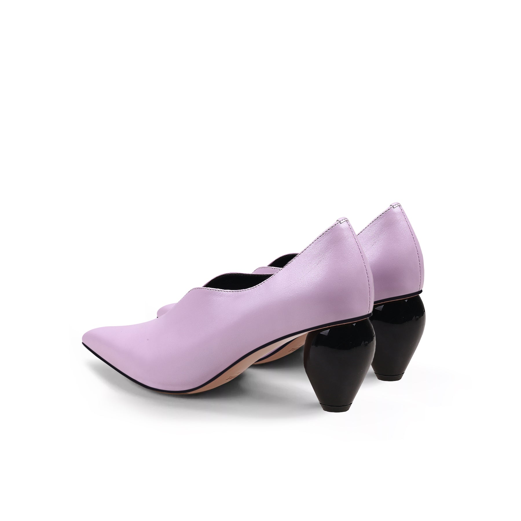 JadyRose | Scalloped Edges-Curve Shaped Leather Pump - Lavender